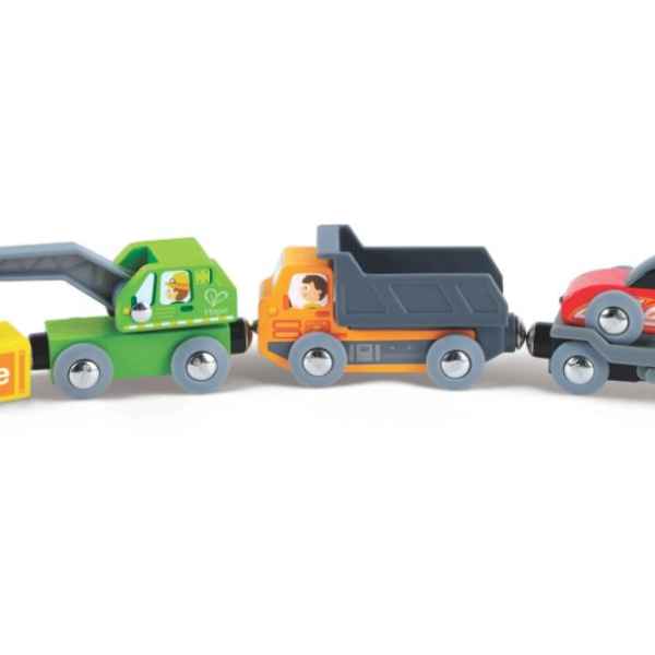 Дървен комплект Hape, Влакче с цветни строителни машини-0DUNE.jpeg