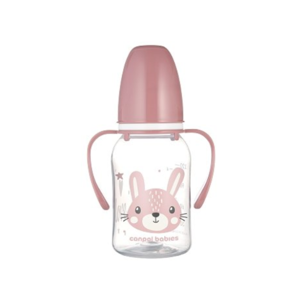 Шише с дръжки Canpol-Babies CUTE ANIMALS, Зайче розово 120 мл-0OvkP.png