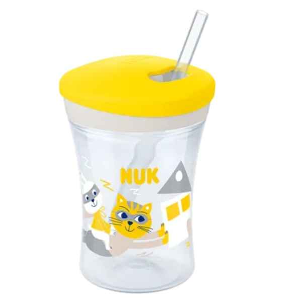 Чаша със сламка NUK Evolution Action Cup, 230мл, 12+м, Жълта-0Zovq.jpeg