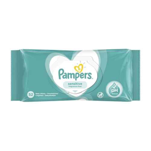 Влажни кърпички Pampers Sensitive, 52 бр.