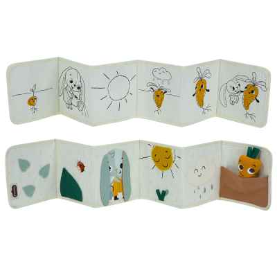 Мека двулицева книжка и обиколник 2в1 Tiny Love Double-sided First Book от Еко серията Garden of Adventures, 0м+