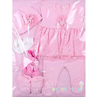 Комплект за изписване Светли, Дантела в розово