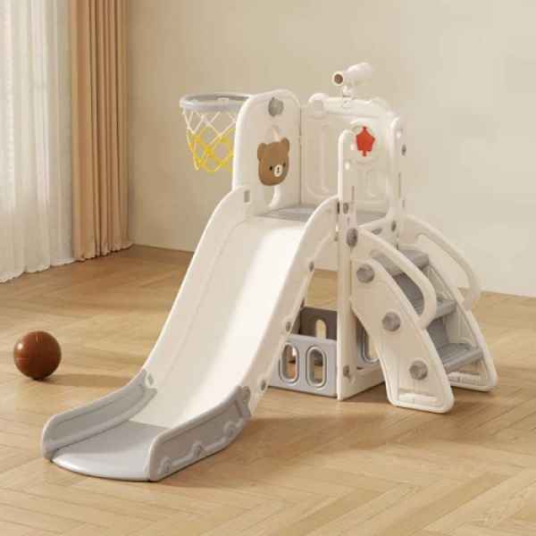 Детска пързалка с телескоп и баскетболен кош Feelkids, Сиво мече-1aoey.jpeg