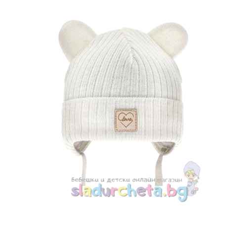 Бебешка шапка Criss, бяла
