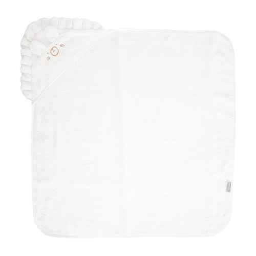 Хавлия с качулка и бродерия Lorelli 90х90 см, Бяла