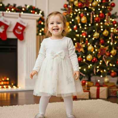 Детска рокля Светли, екрю