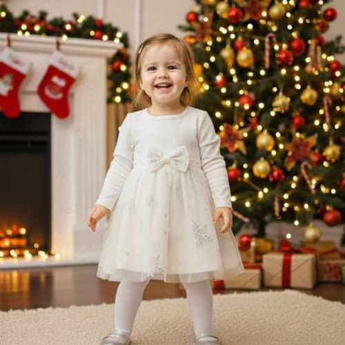 Детска рокля Светли, екрю