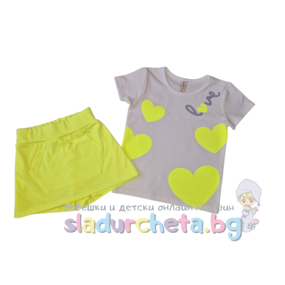 Комплект от 2 части Светли - тениска и пола-панталон