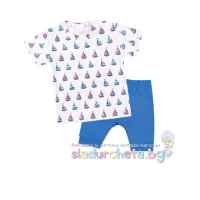 Комплект от 2 части Светли - тениска и къс потур, Лодки в бяло/синьо-2kUpi.jpeg