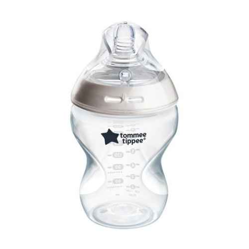 Шише за хранене Tommee Tippee Natural Start, 260 мл, 0м+, самостерилизиращо, с биберон с бавен поток (1 капка)
