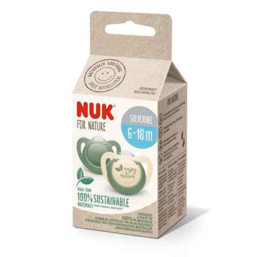 Залъгалка силикон NUK for NATURE 6-18 мес. 2бр., зелена