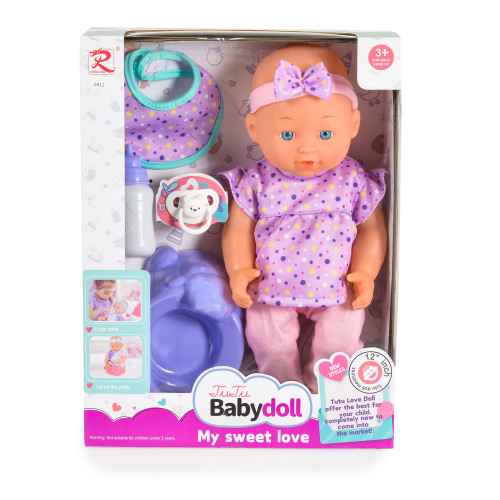 Кукла Tutu love с гърне и биберон 31см Purple