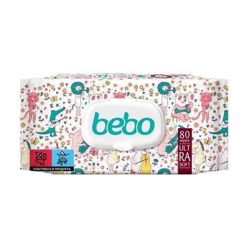 Влажни кърпички Бебо Ultra Soft, с капак 80 бр.