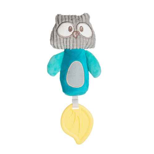 Мека играчка с чесалка и свирка Canpol Pastel Friends, тюркоаз