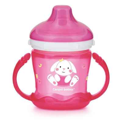 Нетечаща чаша с дръжки и мек накрайник Canpol Sweet 9м+ 230 мл, розова
