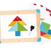 Дървен комплект за игра 2 в 1 Hape, Космически лабиринт и дъска танграм, 15 части-4GszN.jpeg