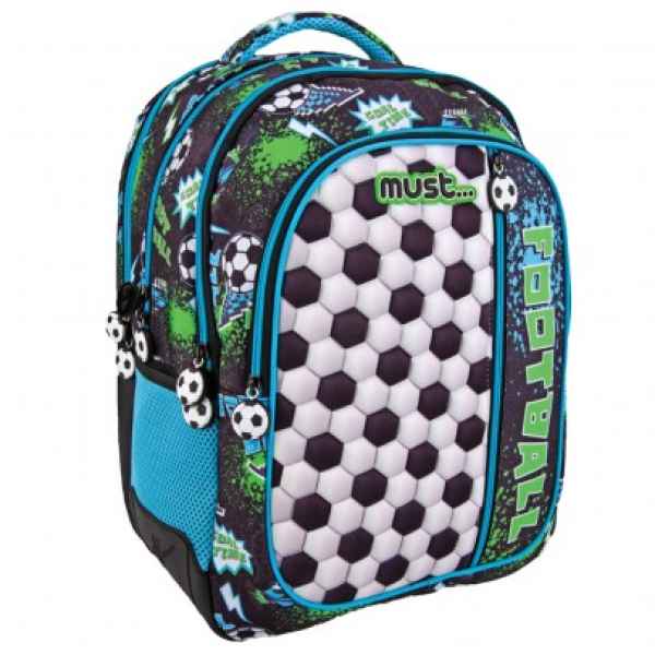 Детска раница с 3 ципа Must, Football-4uyDB.jpeg