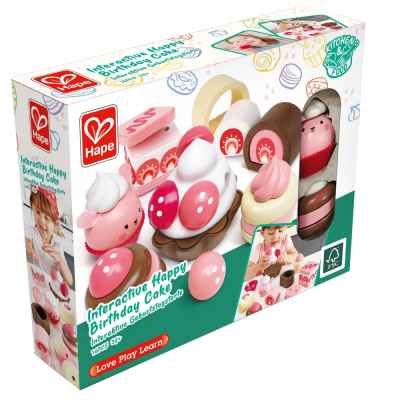 Детски дървен комплект Hape, Ягодов десерт, 7 части