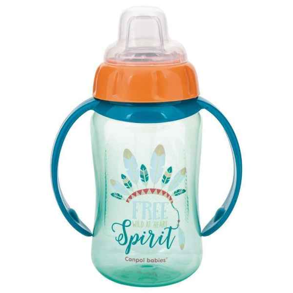 Преходно шише със силиконов накрайник и дръжки Canpol Future Daydreams 320 мл, тюркоаз-5t2rd.jpg