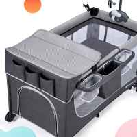 Бебешка кошара KinderKraft LEODY 2022 FULL с аксесоари, Сива-5uP7r.jpeg