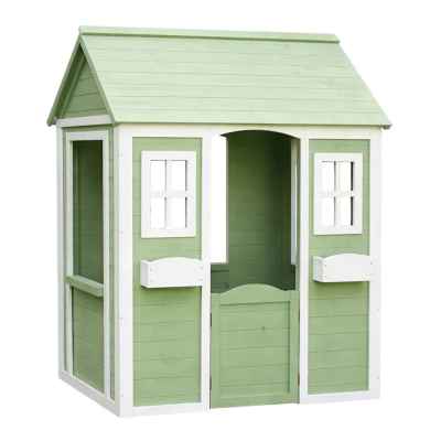Детска дървена къща за игра Ginger Home, зелено и бяло