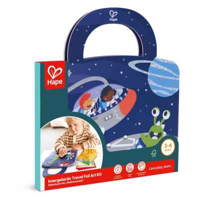Творчески комплект Hape, Книжка за апликации с фолио, Космос