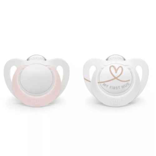 Силиконова залъгалка NUK Star, 0-6м, момиче, 2бр