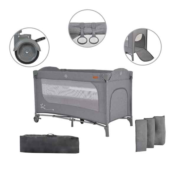 Бебешка кошара Cangaroo Skyglow 2, сива-7LU50.jpg
