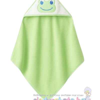 Хавлия с качулка Sunny Kids, Жабка в бяло/зелено