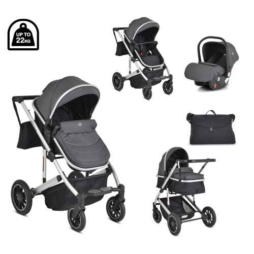Комбинирана бебешка количка 3в1 Moni Thira, сива