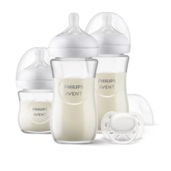 Комплект за бебе Philips AVENT с 3 стъклени шишета за хранене Natural Response, 0м+, 1м+, с биберони без протичане и залъгалка-8vWpW.png