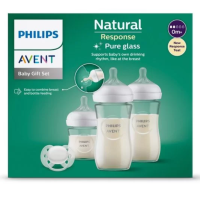 Комплект за бебе Philips AVENT с 3 стъклени шишета за хранене Natural Response, 0м+, 1м+, с биберони без протичане и залъгалка-92POZ.png