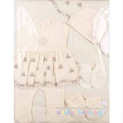 Комплект за изписване Светли, Дантела с Цветя в шампанско