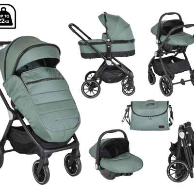 Комбинирана бебешка количка 3в1 Cangaroo Christiano, зелена