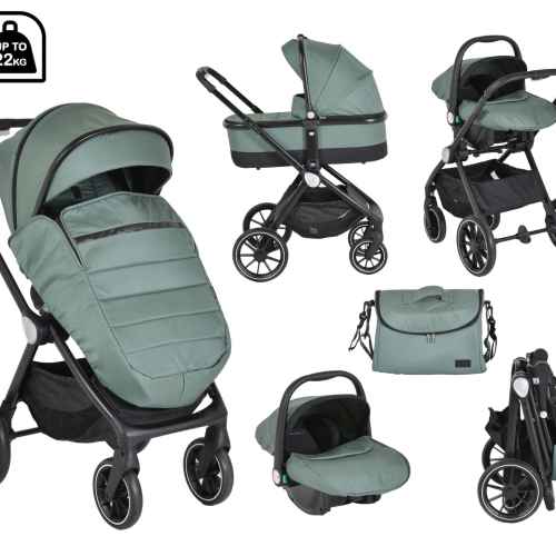 Комбинирана бебешка количка 3в1 Cangaroo Christiano, зелена