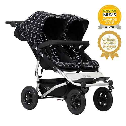 Бебешка количка за близнаци Mountain Buggy Duet V3, Grid (черно и бяло каре)