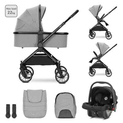 Бебешка количка 3в1 Lorelli Reya, Grey с реверсивна дръжка 