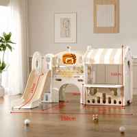 Детски център с пързалка, къща и баскетболен кош Feelkids, кафяв-As5wv.jpeg