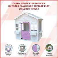 Детска дървена къща Ginger Home, с прозорци и саксии, бяла-BXghK.jpeg