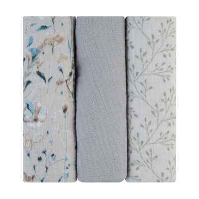 Комплект муселинови пелени Kikka Boo Dreamy Fields Grey, 3 бр