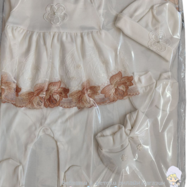 Комплект за изписване Светли, Дантела с цвете в бяло-BdyKa.png