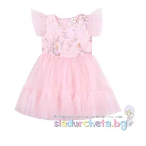 Детска рокля Комес, Цветенца с тюл в розово