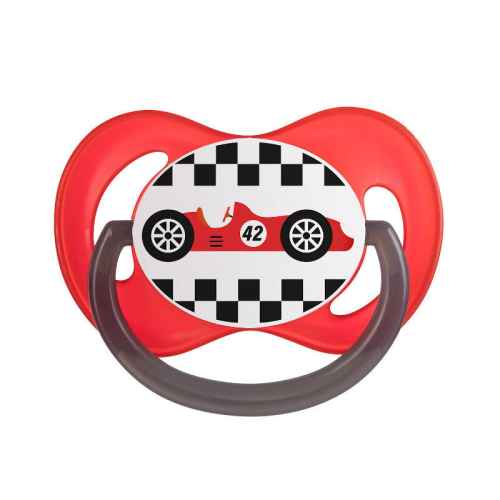 Силиконова залъгалка със симетрична форма Canpol So Cool 0-6м, червена