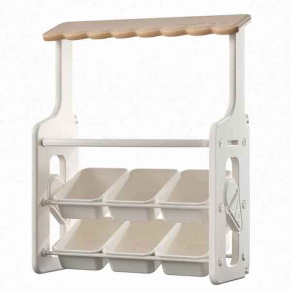 Многофункционален детски щанд Feelkids, с плот и подвижни кутии за съхранение, кафяв-BiMN4.jpeg