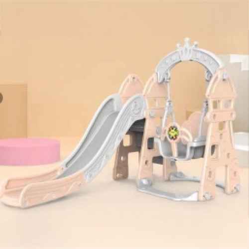 Комплект пързалка, люлка и кош за топка мулти Chipolino, розов