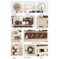 Дървен Бизи Борд Мече Ginger, Монтесори дъска за фина моторика, Натурално дърво и кафяво-BvD3M.jpeg