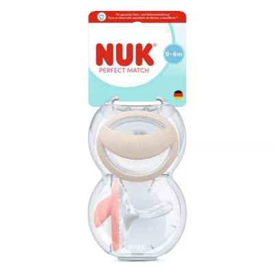 Силиконова залъгалка Nuk Perfect Match, 0-6 м., 2 бр. Mommy Feel, бежова/розова + кутийка