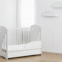 Бебешка кошара с чекмедже Baby Moon + матрак 60/120 см, бяла-CR8O3.png