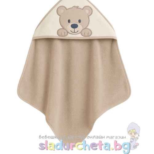 Хавлия с качулка Sunny Kids, Мече в кафяво