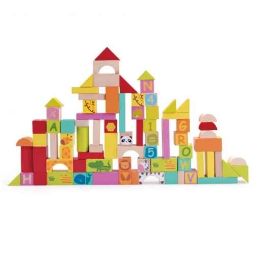 Образователен конструктор Classic World, с различни видове дървени блокчета